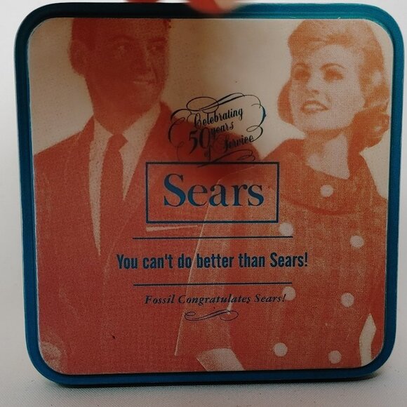 2002 FOSSIL Tin SEARS Department Store Celebrating 50 Years of Service EMPTY - Picture 1 of 7